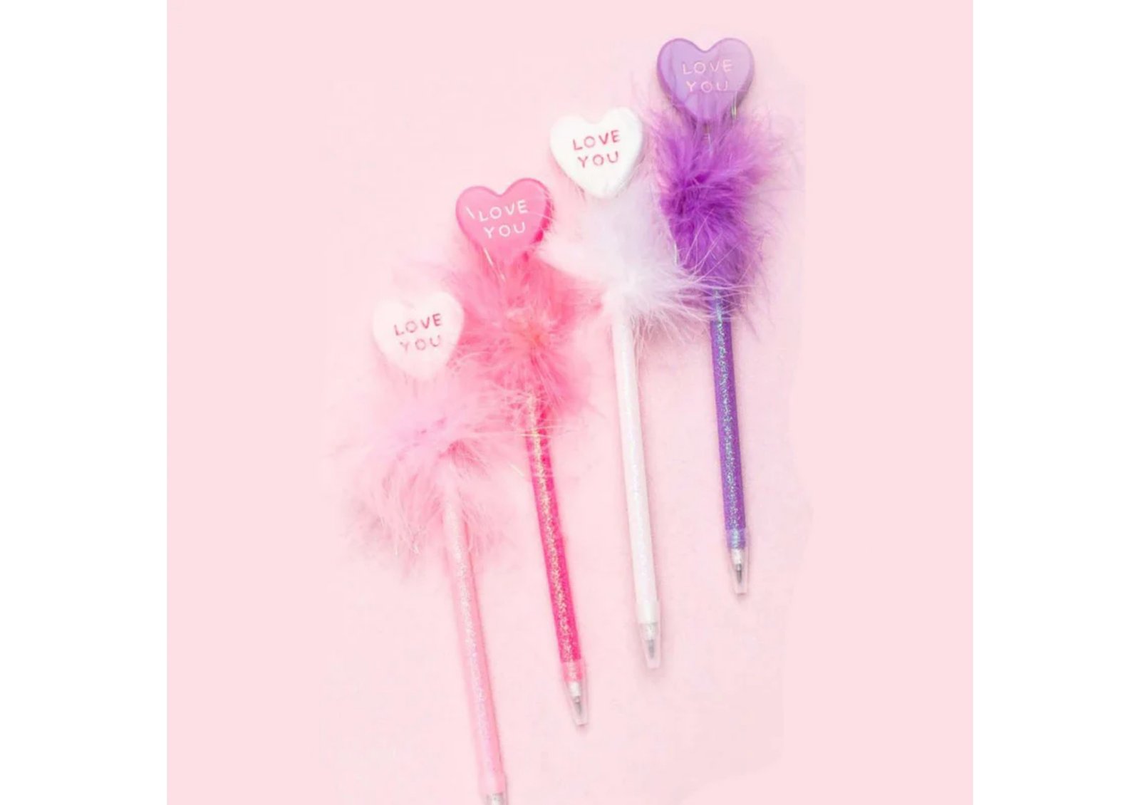 Bolígrafos de lentejuelas reversibles con corazón Love You